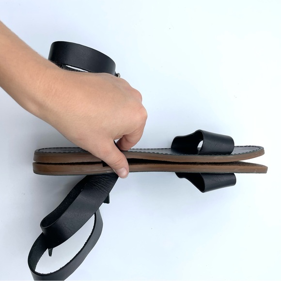 Madewell The Boardwalk Ankle Strap Sandals Black Leather Left 9.5 / Right 10 - Picture 15 of 17